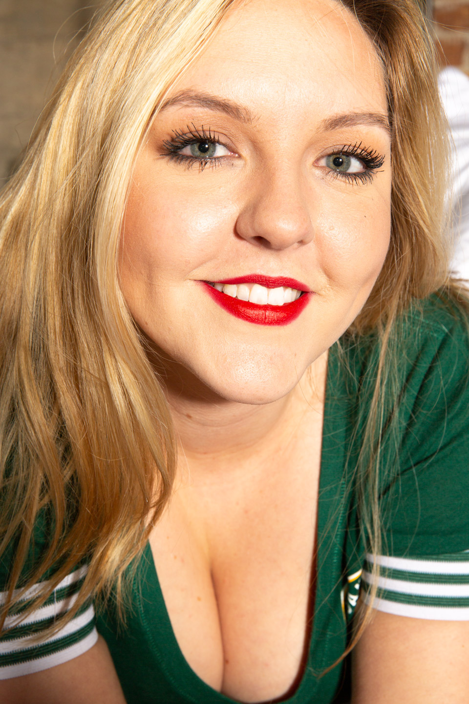 Close portrait of a person with an unguarded smile